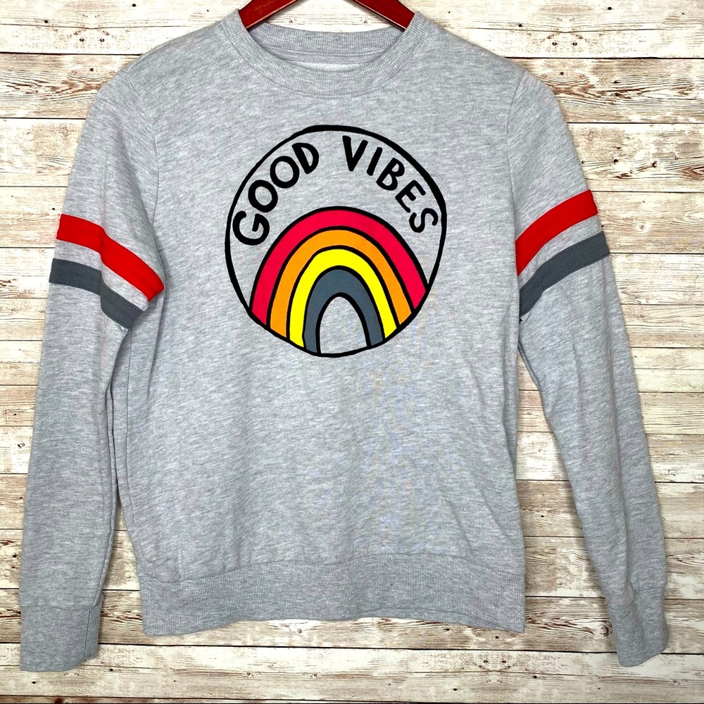 Might Fine GOOD VIBES Graphic Crewneck Sweatshirt